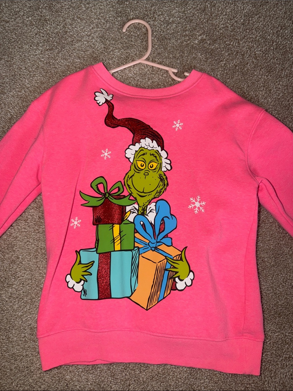 Carter's Hot Pink Grinch Graphic Holiday Sweatshirt